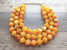 Load image into Gallery viewer, XL Collar Marigold Chunky Statement Necklace, Big beaded jewelry, red orange Statement Necklace, Bib necklace, yellow bridesmaid wedding