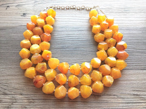 XL Collar Marigold Chunky Statement Necklace, Big beaded jewelry, red orange Statement Necklace, Bib necklace, yellow bridesmaid wedding