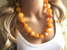 Load image into Gallery viewer, Yellow Marigold Chunky Statement Necklace, Big beaded jewelry, red orange Statement Necklace, Bib necklace, yellow bridesmaid wedding