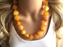 Load image into Gallery viewer, Yellow Marigold Chunky Statement Necklace, Big beaded jewelry, red orange Statement Necklace, Bib necklace, yellow bridesmaid wedding