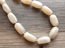 Load image into Gallery viewer, Cream Big Bead Necklace, single Strand Statement Jewelry, cream Chunky bib, bridesmaid necklace, eggshell jewelry, beaded jewelry