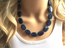 Load image into Gallery viewer, Navy Blue Statement Necklace Jewelry Set, Chunky Jewelry Big Beaded Single Strand Necklace, blue Necklace, dark blue Jewelry Set