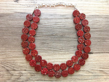 Load image into Gallery viewer, Maroon Geometric Statement Necklace, Marsala necklace, garnet necklace, dark red jewelry, red necklace, Bib jewelry, Fancy or Everyday