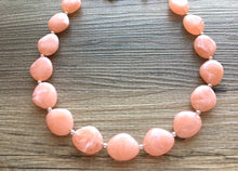Load image into Gallery viewer, Peach Chunky Statement jewelry set, Big bib beaded jewelry, single Strand Statement Necklace earrings, peach bridesmaid wedding, Magnolia