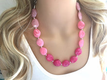 Load image into Gallery viewer, Pink Ombré Chunky Statement jewelry set, Big bib beaded jewelry, Single Strand Statement Necklace earrings, bridesmaid wedding, Magnolia