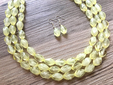Yellow Statement jewelry set, Chunky Beaded Necklace, yellow Jewelry, bright colorful Necklace, yellow beaded necklace, yellow earrings