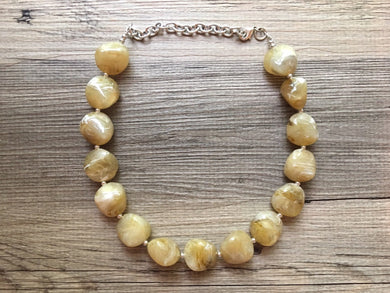 Champagne Chunky Statement Necklace, Big beaded jewelry, light brown statement, chunky champagne jewelry, beaded jewelry, big beaded jewelry