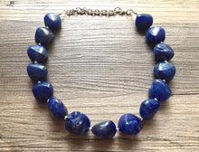 Load image into Gallery viewer, Dark Blue Statement Necklace Jewelry Set, Chunky Jewelry Big Beaded Single Strand Necklace, blue Necklace, navy blue Jewelry Set