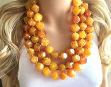 Load image into Gallery viewer, XL Collar Marigold Chunky Statement Necklace, Big beaded jewelry, red orange Statement Necklace, Bib necklace, yellow bridesmaid wedding