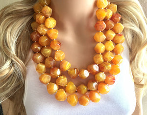 XL Collar Marigold Chunky Statement Necklace, Big beaded jewelry, red orange Statement Necklace, Bib necklace, yellow bridesmaid wedding