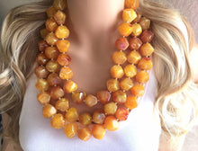 Load image into Gallery viewer, XL Collar Marigold Chunky Statement Necklace, Big beaded jewelry, red orange Statement Necklace, Bib necklace, yellow bridesmaid wedding