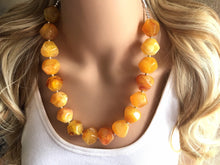 Load image into Gallery viewer, Yellow Marigold Chunky Statement Necklace, Big beaded jewelry, red orange Statement Necklace, Bib necklace, yellow bridesmaid wedding