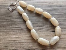 Load image into Gallery viewer, Cream Big Bead Necklace, single Strand Statement Jewelry, cream Chunky bib, bridesmaid necklace, eggshell jewelry, beaded jewelry