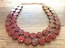 Load image into Gallery viewer, Maroon Geometric Statement Necklace, Marsala necklace, garnet necklace, dark red jewelry, red necklace, Bib jewelry, Fancy or Everyday