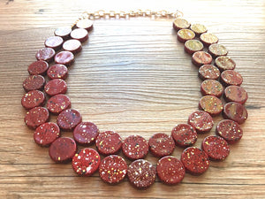 Maroon Geometric Statement Necklace, Marsala necklace, garnet necklace, dark red jewelry, red necklace, Bib jewelry, Fancy or Everyday