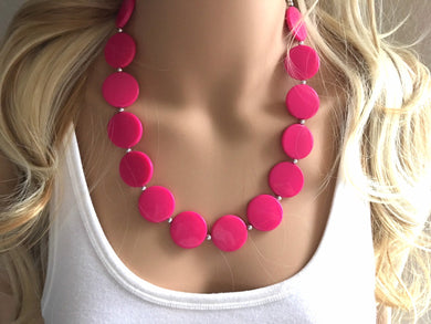 Pink Statement jewelry set, Chunky Beaded Necklace, pink Jewelry, Fall Jewelry, Fall Necklace, Hot pink Necklace, magenta beaded necklace