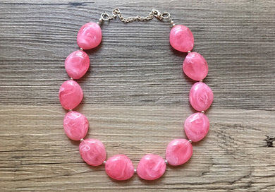 Pink Beaded Necklace, pink Jewelry, Chunky statement necklace, big beaded necklace, blush jewelry, pink statement necklace, single strand