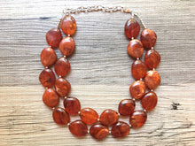 Load image into Gallery viewer, Amber Chunky Statement Necklace, Big beaded jewelry, Double Strand Statement Necklace, Bib necklace, brown bridesmaid wedding, praline