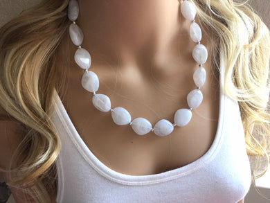 White chunky statement necklace, bib jewelry cloudy white necklace, white jewelry, white beaded necklace, white bubble, cloud necklace