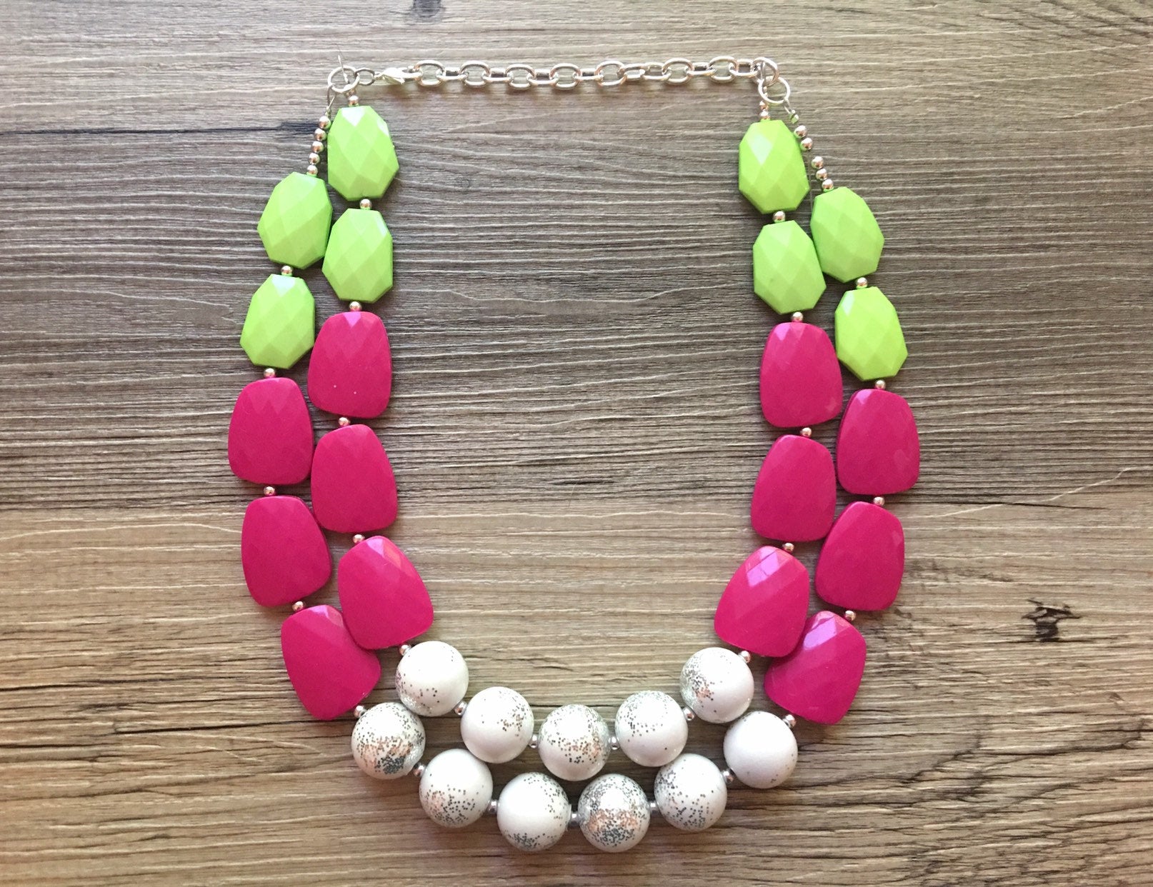 Watermelon Sparkle Party Pink Green Chunky Statement