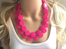 Load image into Gallery viewer, Hot Pink Statement jewelry set, Chunky Beaded Necklace, pink Jewelry, Fall Jewelry, Fall Necklace, Hot pink Necklace, magenta beaded necklac