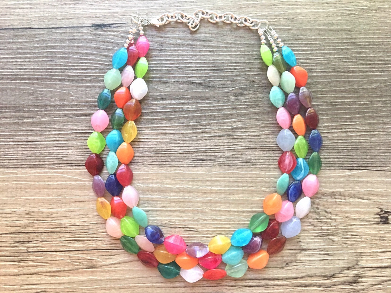 Colorful Gem Statement Necklace, Chunky Beaded Necklace, colorful Jewe –  Polka Dot Drawer
