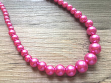 Load image into Gallery viewer, Single Strand Hot Pink chunky statement necklace &amp; earrings, big bead jewelry gifts for women, bib jewelry necklace, beaded earrings