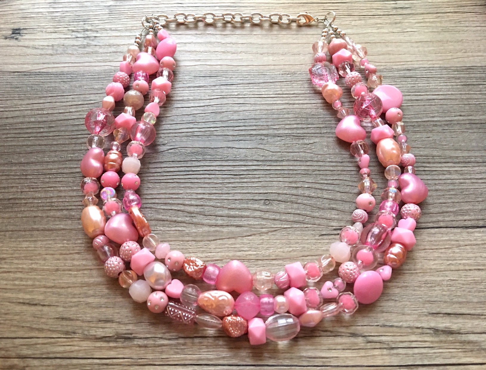 Chunky Glass Bead Collar Necklace, Pink – Boutique 44
