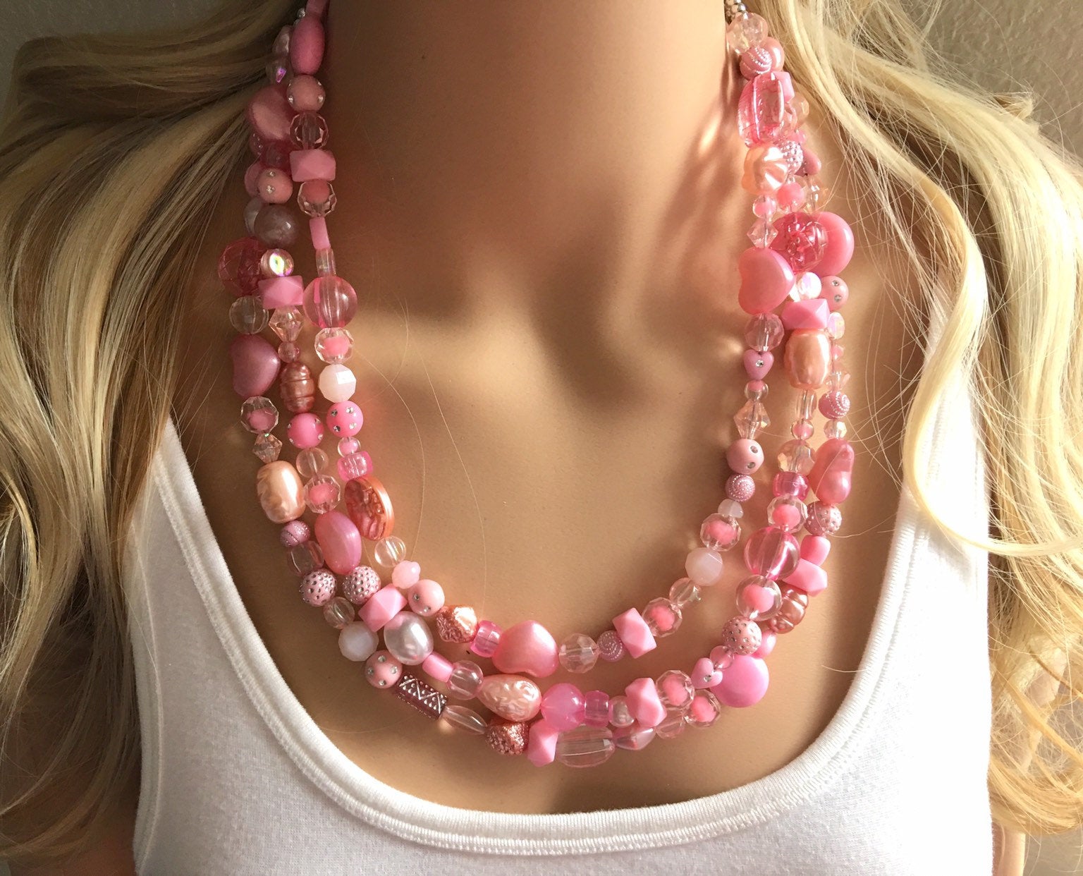 Necklace chunky hot pink - Gem