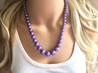 Single Strand Purple chunky statement necklace & earrings, big bead jewelry gifts for women, bib jewelry Multi-Strand necklace, beaded