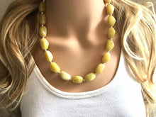 Load image into Gallery viewer, Honey Butter Statement Necklace Jewelry Set, Chunky Jewelry Big Beaded 1 Strand Necklace, yellow Necklace, pale yellow Jewelry Set