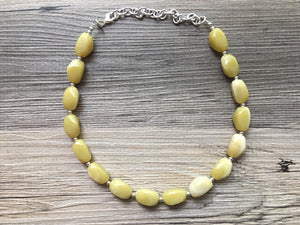 Honey Butter Statement Necklace Jewelry Set, Chunky Jewelry Big Beaded 1 Strand Necklace, yellow Necklace, pale yellow Jewelry Set