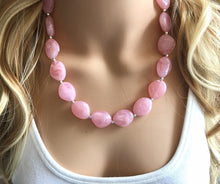 Load image into Gallery viewer, Blush Pink Statement Necklace Jewelry Set, Chunky Jewelry Big Beaded 1 Strand Necklace, light pink Jewelry Set earrings bracelet