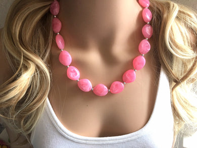 Bubblegum Statement Necklace Jewelry Set, Chunky Jewelry Big Beaded 1 Strand Necklace, pink Necklace, pink Jewelry Set earrings bracelet