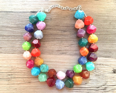 Rainbow Beaded Necklace, Colorful Jewelry, Chunky statement necklace, big beaded necklace, rainbow jewelry, rainbow baby