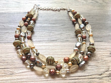 Load image into Gallery viewer, Metallic mirrorball silver gold &amp; gunmetal Jewelry, gold collar silver Jewelry, metal triple strand chunky statement beaded jewels