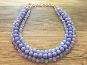 Periwinkle Statement Necklace, Triple Strand Chunky Beaded Necklace, blue purple Jewelry, Spring Jewelry, blue Necklace, periwinkle beaded