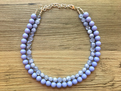 Periwinkle Statement Necklace, Double Strand Chunky Beaded Necklace, blue purple Jewelry, Spring Jewelry, blue Necklace, periwinkle beaded