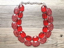 Load image into Gallery viewer, Red Necklace, multi strand jewelry, big beaded chunky statement necklace, red jewelry, bridesmaid necklace, bib necklace