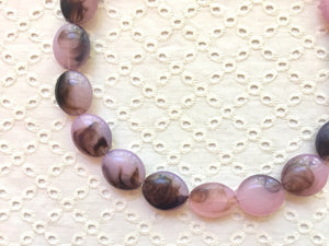 Blush Pink + Brown Ombrw Single Strand Big Beaded Statement Necklace, pink Jewelry set, pink earrings, pink beaded necklace, bridesmaid