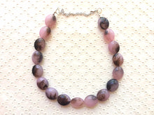 Load image into Gallery viewer, Blush Pink + Brown Ombrw Single Strand Big Beaded Statement Necklace, pink Jewelry set, pink earrings, pink beaded necklace, bridesmaid