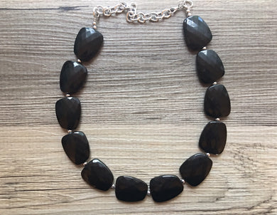 Black chunky statement necklace, bib jewelry black necklace, black jewelry, black beaded necklace, black bubble, black cloud necklace