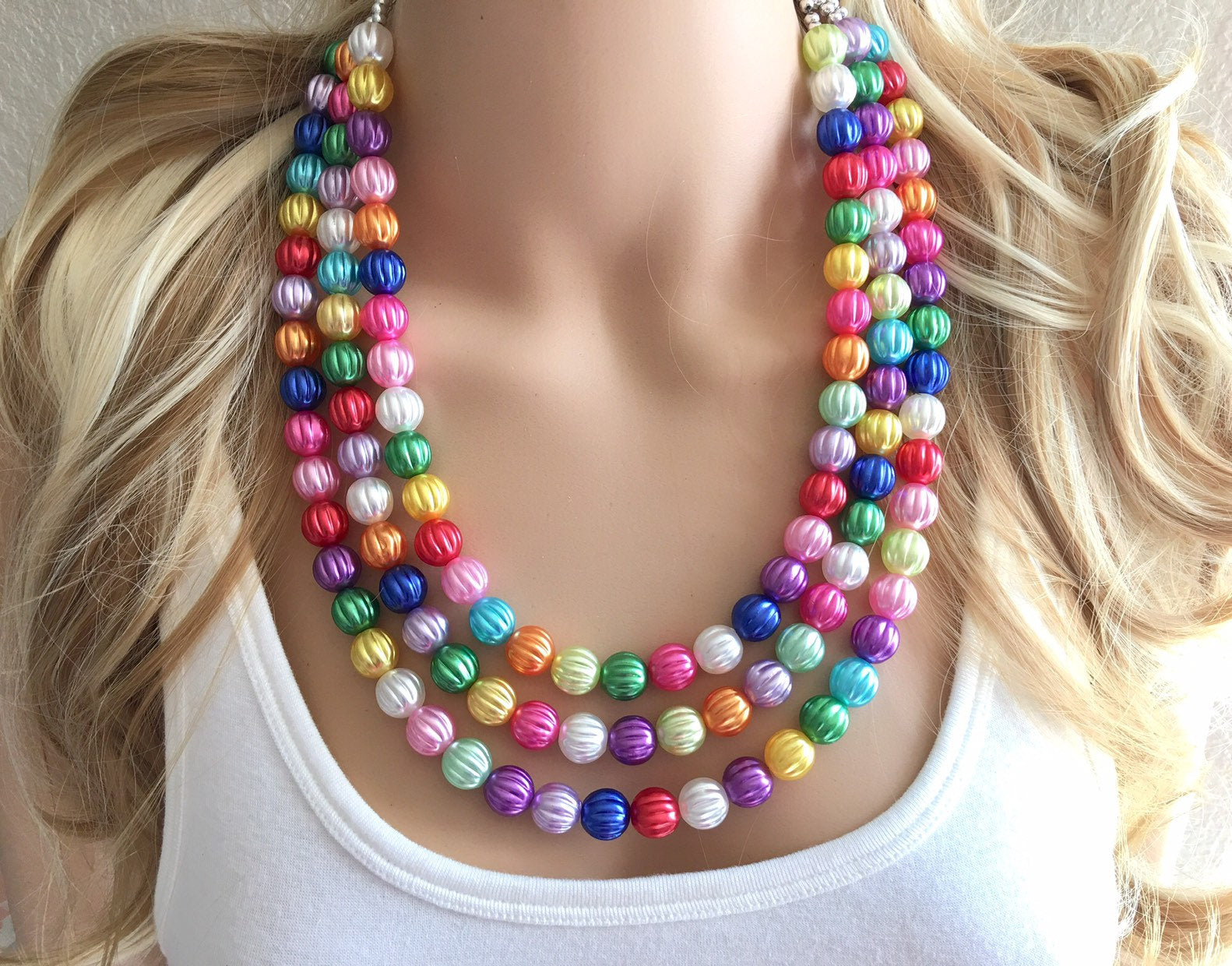 Amazon.com: Alluring Rainbow Multi Stones Handmade Statement Necklace :  Clothing, Shoes & Jewelry