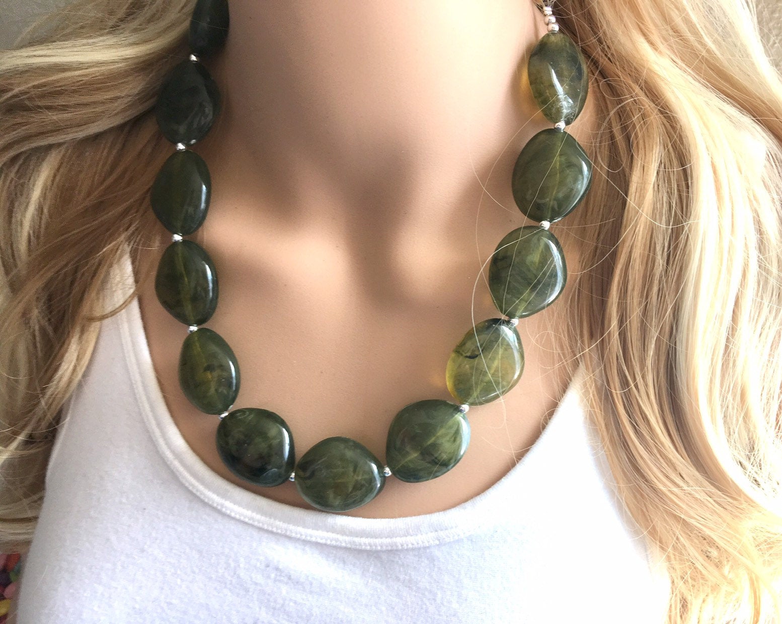 Gorgeous Olive Green Necklace with Matching Earrings – Yes I'm a Diva
