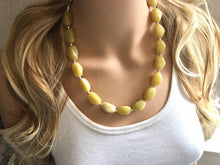 Load image into Gallery viewer, Honey Butter Statement Necklace Jewelry Set, Chunky Jewelry Big Beaded 1 Strand Necklace, yellow Necklace, pale yellow Jewelry Set