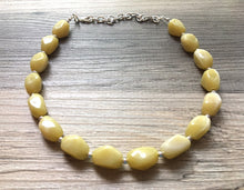 Load image into Gallery viewer, Honey Butter Statement Necklace Jewelry Set, Chunky Jewelry Big Beaded 1 Strand Necklace, yellow Necklace, pale yellow Jewelry Set