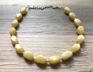 Honey Butter Statement Necklace Jewelry Set, Chunky Jewelry Big Beaded 1 Strand Necklace, yellow Necklace, pale yellow Jewelry Set