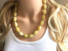 Load image into Gallery viewer, Honey Butter Statement Necklace Jewelry Set, Chunky Jewelry Big Beaded 1 Strand Necklace, yellow Necklace, pale yellow Jewelry Set