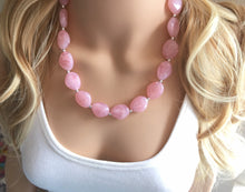 Load image into Gallery viewer, Blush Pink Statement Necklace Jewelry Set, Chunky Jewelry Big Beaded 1 Strand Necklace, light pink Jewelry Set earrings bracelet