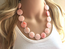 Load image into Gallery viewer, Cream &amp; Red Nebula Statement Necklace Jewelry Set, Chunky Jewelry Big Beaded 1 Strand Necklace, light pink Jewelry Set earrings bracelet